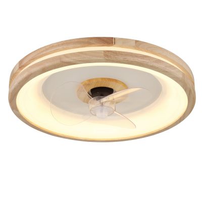 Ventilateur de plafond moderne bois, Klaaske, 30W, blanc chaud à froid réglable LED, avec télécommande