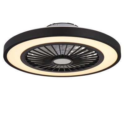 Ventilateur de plafond noir en plastique, Komal, 45W, blanc chaud à froid réglable LED, avec télécommande