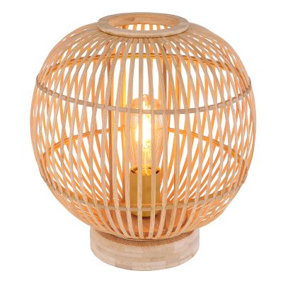 Lampe de table en bois marronne, Terry, avec interrupteur