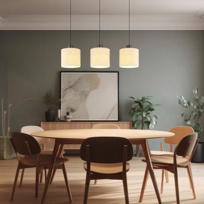 Suspension crème en tissu, Thieu, 24W, 3000K LED
