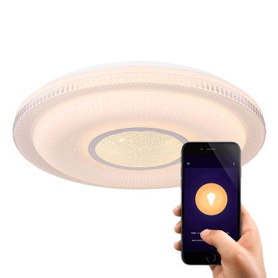 Plafonnier connecté blanc en métal, Aldin, 30W, blanc chaud à froid réglable LED