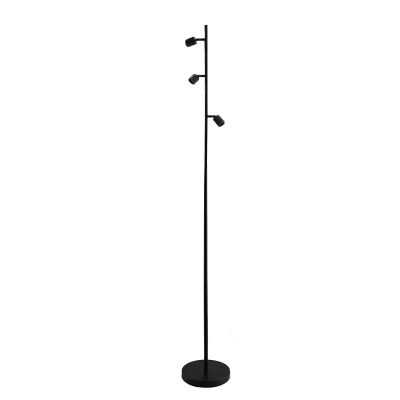 Lampadaire sans abat-jour noir en aluminium, Rika, avec interrupteur