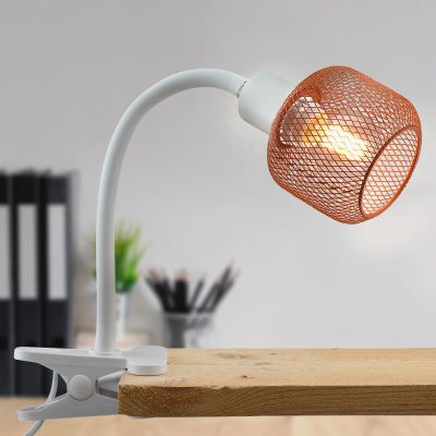 Spot à pince orange industriel, Emado, avec interrupteur