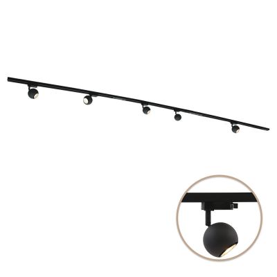 3M système d'éclairage sur rail monophasé noir + 5 Alco spots sur rail