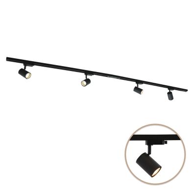 2M système d'éclairage sur rail monophasé noir + 4 Elena spots sur rail