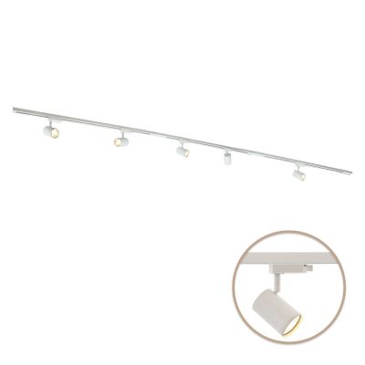 3M système d'éclairage sur rail monophasé blanc + 5 Elena spots sur rail
