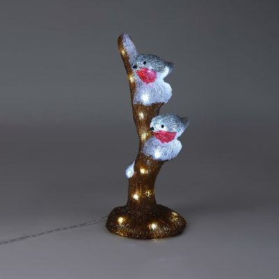 Rouges-gorges LED sur une branche, pour l’intérieur et l’extérieur