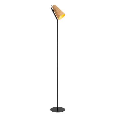 Lampadaire en rotin marron, Bensen, avec interrupteur