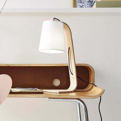Lampe de table en bois blanche, Nordic, avec interrupteur