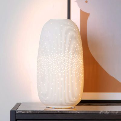 Lampe de table en céramique blanche, Flores, avec interrupteur