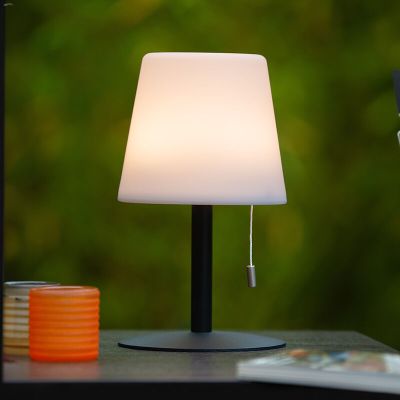 Lampe de table d'extérieur rechargeable moderne blanche, Rio, 1,8W, RGB LED, IP44, avec interrupteur à tirette