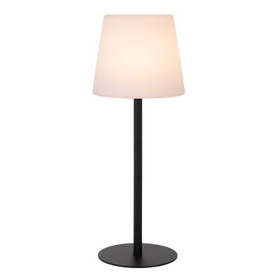 Lampe de table d'extérieur rechargeable moderne noire, Tyon, 2W, 2700K LED, IP65, avec variateur tactile