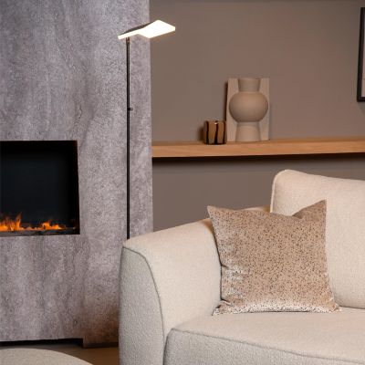 Lampadaire liseuse moderne noir, Aaron, 12W, 2700K LED, avec variateur tactile