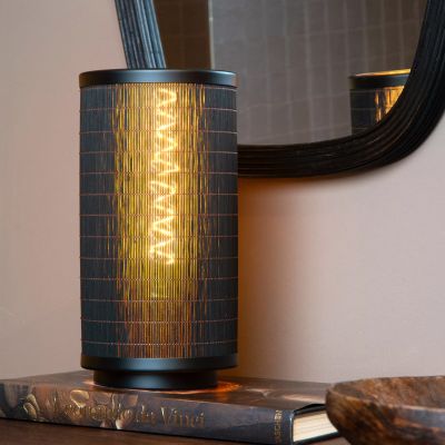 Lampe de table en bambou noire, Tagalog, avec interrupteur