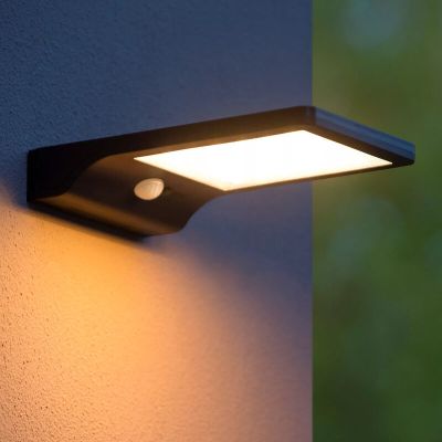 Applique extérieur avec détecteur de mouvement moderne noire, Basic, 3W, 2700K LED, IP44