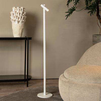 Lampadaire rechargeable moderne blanche, Antrim, 2,2W, 2700K LED, IP54, avec variateur tactile