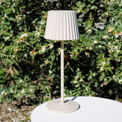 Lampe de table extérieur rustique beige, Justine, 2W, 2700K LED, IP54, avec variateur tactile