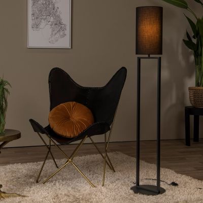 Lampadaire rustique noir, Herman, avec interrupteur