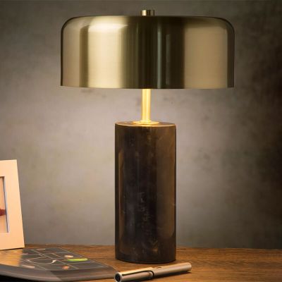 Lampe de table en marbre dorée, Mirasol, avec interrupteur
