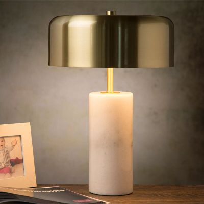 Lampe de table en marbre dorée, Mirasol, avec interrupteur