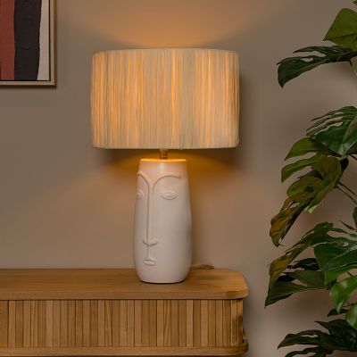 Lampe de table en céramique blanche, Viso, avec interrupteur