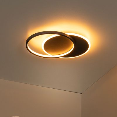 Lampe plafond moderne noire, Axelle, 24W, 2700K LED, gradable en 3 étapes