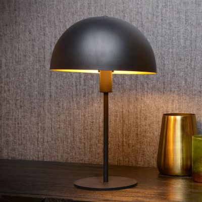 Lampe de table moderne noire, Siemon, avec interrupteur