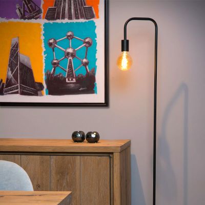 Lampadaire moderne noir, Lorin, avec interrupteur