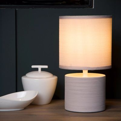 Lampe de table en céramique grise, Greasby, avec interrupteur