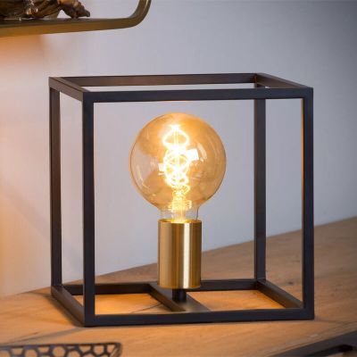 Lampe de table moderne dorée, Ruben, avec interrupteur