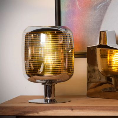 Lampe de table moderne chromée, Eryn, avec interrupteur