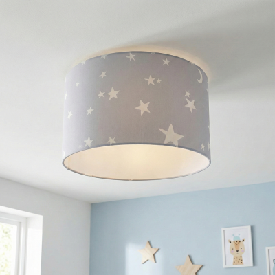 Plafonnier pour enfants gris en tissu, Stars