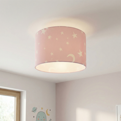 Plafonnier pour enfants rose en tissu, Stars