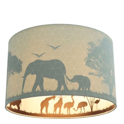Plafonnier pour enfants vert en tissu, Safari
