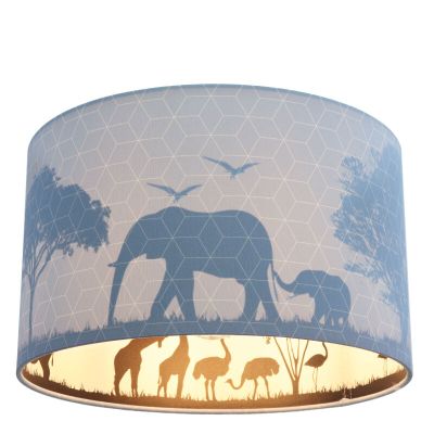 Plafonnier pour enfants bleu en tissu, Safari