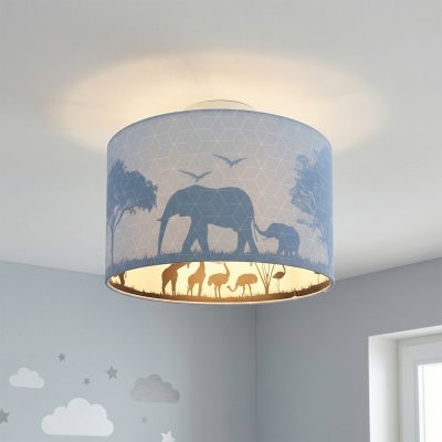 Plafonnier pour enfants bleu en tissu, Safari