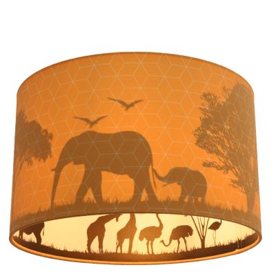 Plafonnier pour enfants orange en tissu, Safari