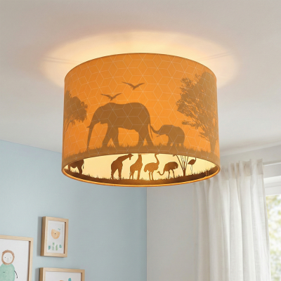 Plafonnier pour enfants orange en tissu, Safari
