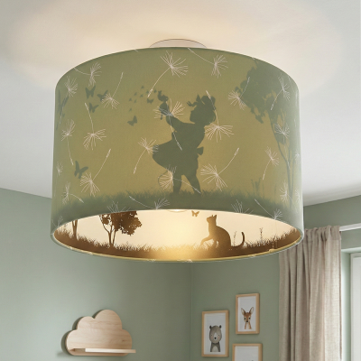 Plafonnier pour enfants vert en tissu, Butterfly