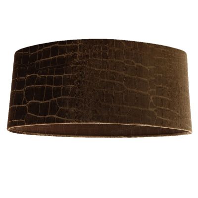 50 cm abat-jour en velours marron ovale tissu crocodile, Emilius