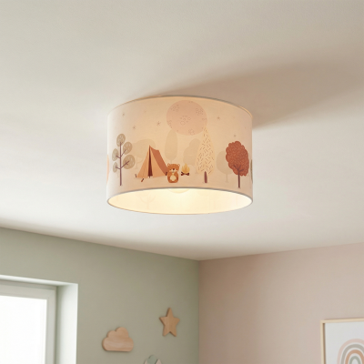 Plafonnier pour enfants blanc en tissu, Forest life