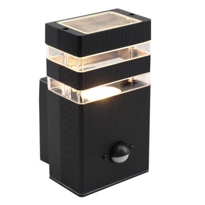Applique extérieur avec détecteur de mouvement en aluminium noire, Albin, IP54