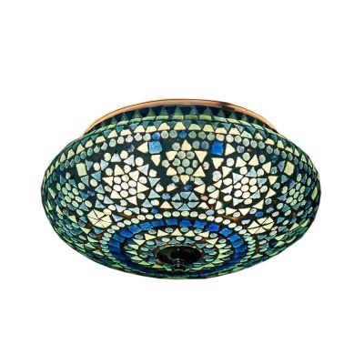 Lampe plafond orientale bleue mosaïque, Mimoun
