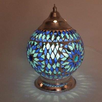 Lampe de table orientale bleue mosaïque, Sabri