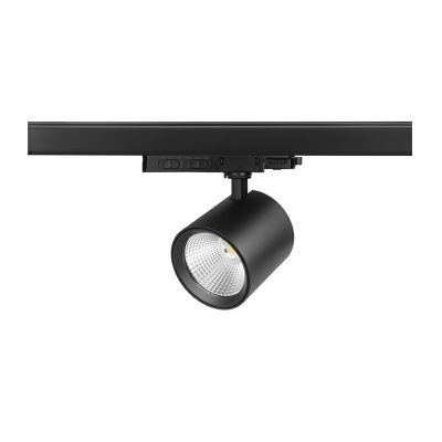 Spot de système de rail triphasé en aluminium noir, Jeska, 10W-20W-30W, white switch LED
