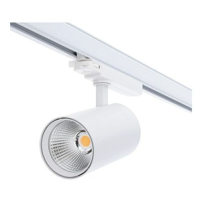 Projecteur sur rail triphasé blanc en aluminium, Rozina, 10W/20W/30W, interrupteur LED blanc