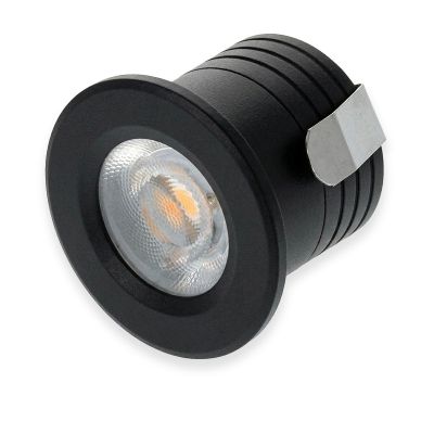 Mini spot encastrable en aluminium noir, Philomena, 2W, 3000K LED, IP44