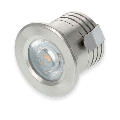 Mini spot encastrable en aluminium argenté, Philomena, 2W, 3000K LED, IP44
