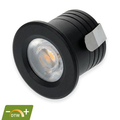 Mini spot encastrable en aluminium noir, Philomena, 2W, dim to warm LED, IP44