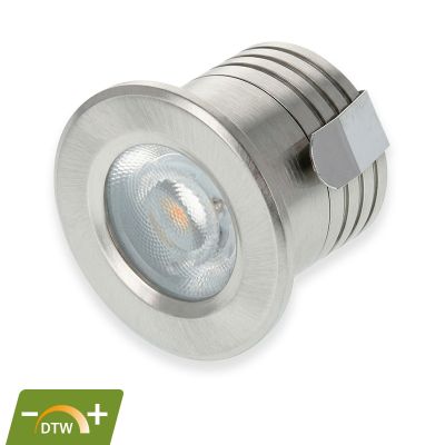 Mini spot encastrable en aluminium argenté, Philomena, 2W, dim to warm LED, IP44